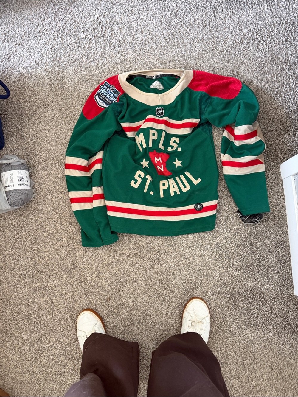 adidas Green MPLS. St. Paul Hockey Jersey with Red & Cream Accents